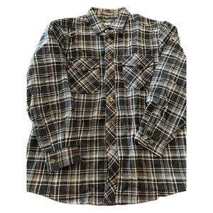 Levis Men's Plaid Heavyweight Flannel Shacket Grey & White L/G Pockets